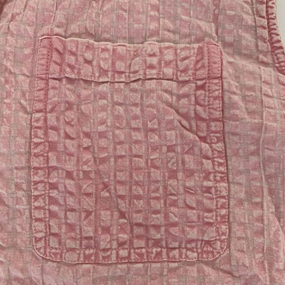 American Eagle Top Women M Pink Button Down Sleeveless Textured Cottagecore Boho - Picture 4 of 7